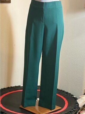 Kasper Emerald Green High-Waist Wide-Leg Pants